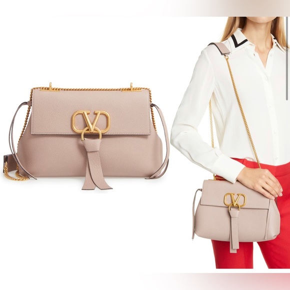 $2850 Valentino Garavani VLogo Leather Shoulder Bag